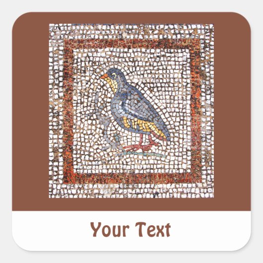 Kos Bird Mosaikblätter aus Stickern Quadratischer Aufkleber (Vorderseite)