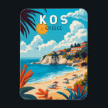 Kos Griechenland Reisen Kunst Vintag Magnet<br><div class="desc">Kos retro Vektordesign. Kos,  eine der Dodekanesinseln Griechenlands,  ist bekannt für seine üppigen Sandstrände. Sie ist reich an griechischen und römischen Sehenswürdigkeiten,  insbesondere in und um Kos Town.</div>