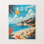 Kos Griechenland Reisen Kunst Vintag Puzzle<br><div class="desc">Kos retro Vektordesign. Kos,  eine der Dodekanesinseln Griechenlands,  ist bekannt für seine üppigen Sandstrände. Sie ist reich an griechischen und römischen Sehenswürdigkeiten,  insbesondere in und um Kos Town.</div>