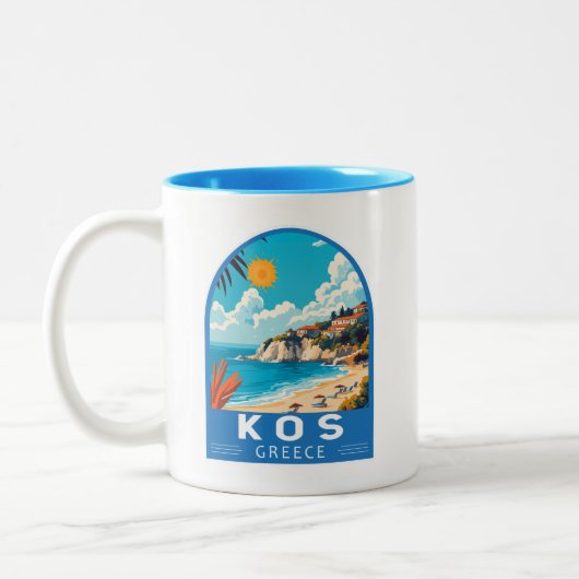 Kos Griechenland Reisen Kunst Vintag Zweifarbige Tasse (Links)