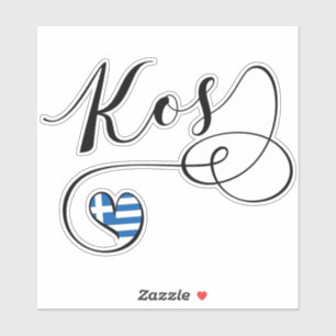 Kos Heart in Flag, Griechenland, I Liebe Kos, Cos Aufkleber