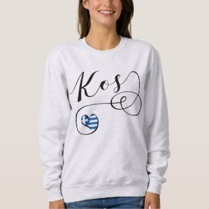 Kos Heart in Flag, Griechenland, I Liebe Kos, Cos Sweatshirt