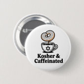 Koscher und koffeinierter jüdischer Kaffee Hanukka Button (Vorne & Hinten)