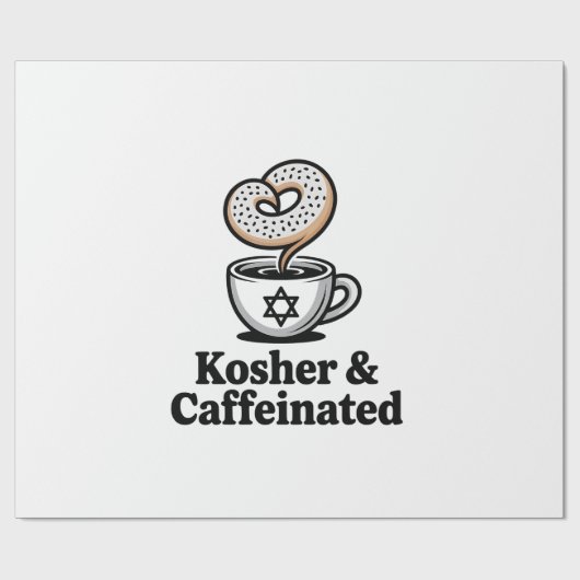 Koscher und koffeinierter jüdischer Kaffee Hanukka Geschenkpapier (Flach)