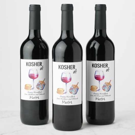 Kosher AF Hanukkah Funny Gift Wine Weinetikett (Flaschen)
