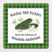 Kosher Dill Pickles Kariert Square Food Label Etiketten (Design 1)