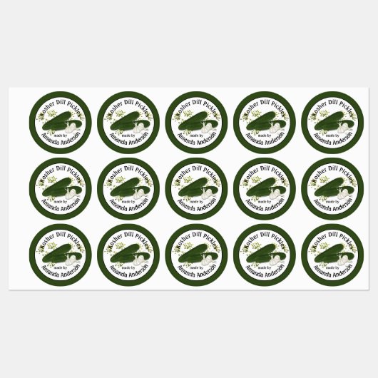 Kosher Dill Pickles Labels Etiketten (Blatt)