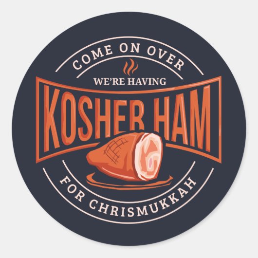 Kosher Ham für Chrismukkah Hanukkah Runder Aufkleber (Vorderseite)