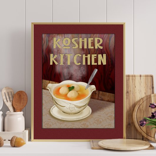 Kosher Kitchen Jewish Matzah Ball Soup Art Print Poster