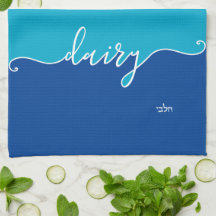 Kosher Kitchen Script Dairy mit Hebräisch Blue