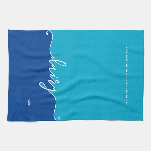 Kosher Kitchen Script Dairy mit Hebräisch Blue Geschirrtuch (Horizontal)