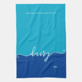 Kosher Kitchen Script Dairy mit Hebräisch Blue Geschirrtuch (Vertikal)