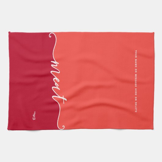 Kosher Kitchen Script Fleisch mit Hebräisch Rot Geschirrtuch (Horizontal)