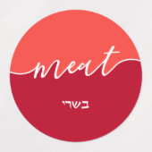 Kosher Kitchen Script w Hebrew Dairy Meat Parve Etiketten (Design 2)