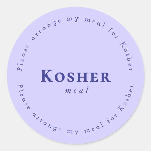 Kosher meal Request Sticker, Light purple, Navy Runder Aufkleber (Vorderseite)