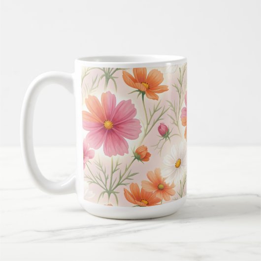 Kosmen blühen in pastellfarbener Harmonie Kaffeetasse (Links)
