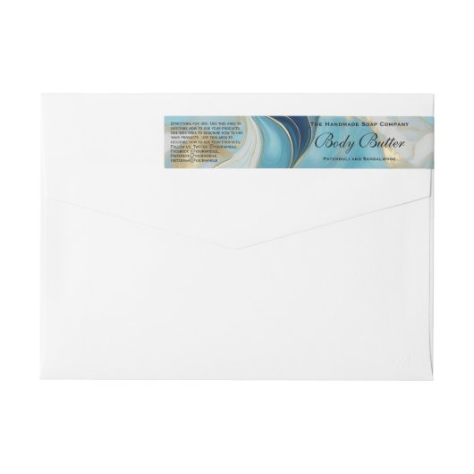 Kosmetik-JAR-Label - Blaues Marmor und Gold (Rückseite)