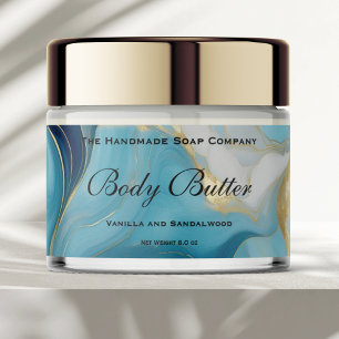 Kosmetik-JAR-Label - Blaues Marmor und Gold Wasserflaschenetikett