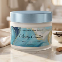 Kosmetik-JAR-Label - Blaues Marmor und Gold