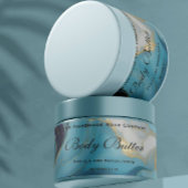 Kosmetik-JAR-Label - Blaues Marmor und Gold Wasserflaschenetikett