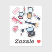 Kosmetik / Make-up Cartoon Illustration Aufkleber (Blatt)