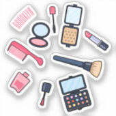 Kosmetik / Make-up Cartoon Illustration Aufkleber (Vorderseite)