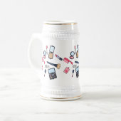 Kosmetik / Make-up Cartoon Illustration Bierglas (Vorderseite Links)