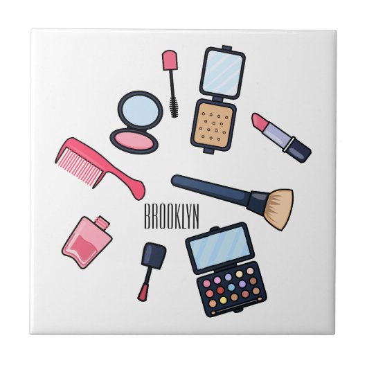 Kosmetik / Make-up Cartoon Illustration Fliese (Vorderseite)