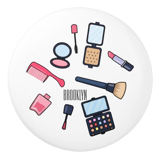 Kosmetik / Make-up Cartoon Illustration Keramikknauf (Vorderseite)