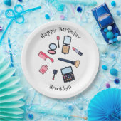 Kosmetik / Make-up Cartoon Illustration Pappteller (Party)