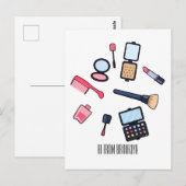 Kosmetik / Make-up Cartoon Illustration Postkarte (Vorne/Hinten)