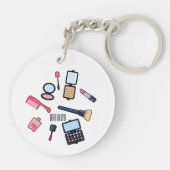 Kosmetik / Make-up Cartoon Illustration Schlüsselanhänger (Rückseite)