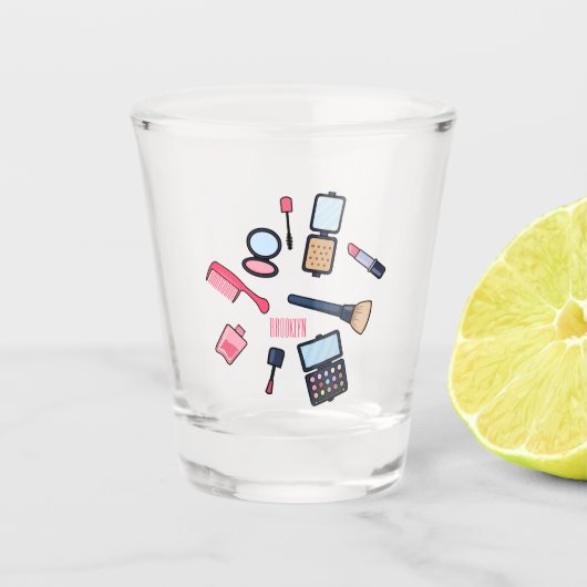 Kosmetik / Make-up Cartoon Illustration Schnapsglas (Vorderseite)