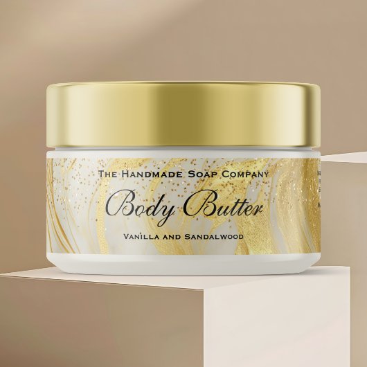 Kosmetik-Tiegel-Etikett für Körperbutter Elfenbein