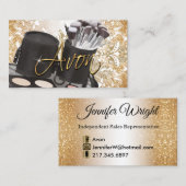 Kosmetik und Gold-Glitzer - Avon Visitenkarte (Vorne/Hinten)