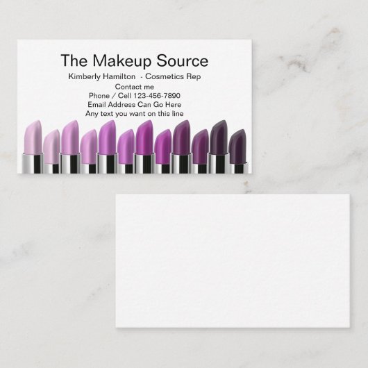 Kosmetik und Make-uprepräsentant Visitenkarte (Vorne/Hinten)
