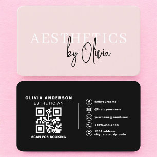 Kosmetikerin Blush Pink QR-Code Visitenkarte