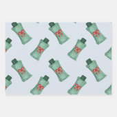 Kosmetikflaschen in grünen Farben mit Bogen Geschenkpapier Set (Vorderseite 2)