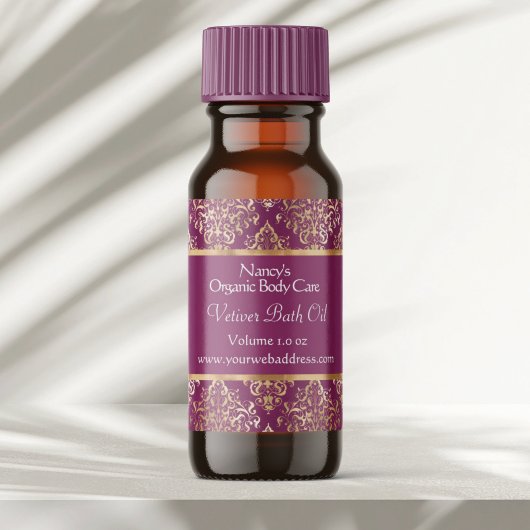 Kosmetikmarke "Burgundy Damask & Goldfolie" 4 Quadratischer Aufkleber