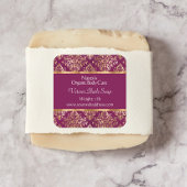 Kosmetikmarke "Burgundy Damask & Goldfolie" 4 Quadratischer Aufkleber