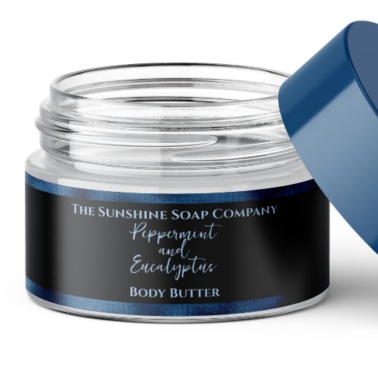 Kosmetikmarke Jar Label - Schwarze und blaue Folie