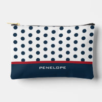 Kosmetiktasche mit Polka Dosen, Streifen, Name