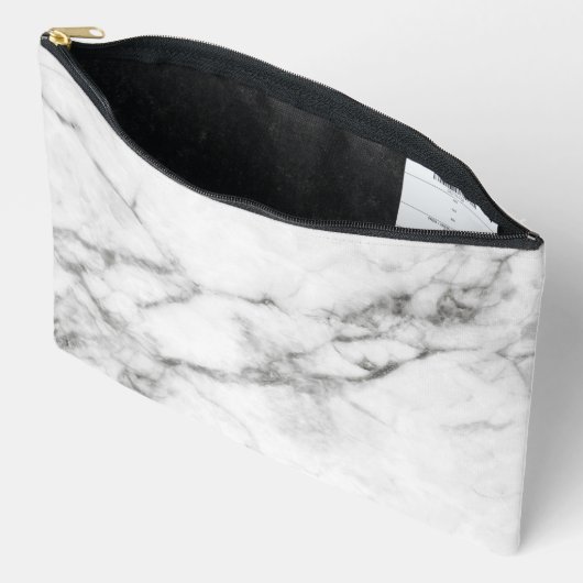 Kosmetische Bag aus grauem Marmor Zubehörtasche (Offen)