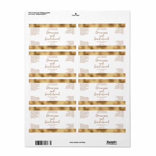 Kosmetische Flasche oder JAR-Etikett - Goldfolie (Vorne)