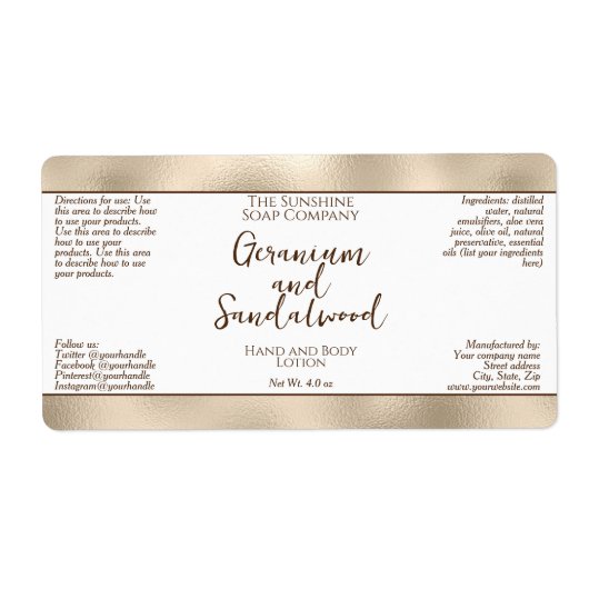 Kosmetische Flasche oder JAR-Etikett - Perlflasche (Vorne)