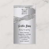 Kosmetische Kosmetik-Logo QR-Code Silber Grau Visitenkarte (Rückseite)