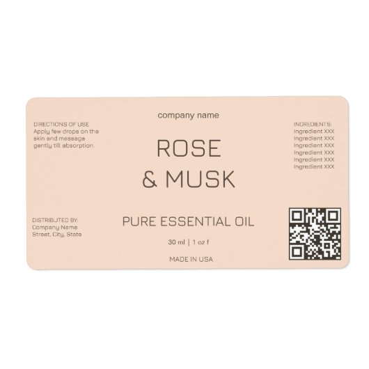Kosmetische Öletiketten/Tropferflaschen mit Qrcode (Vorne)