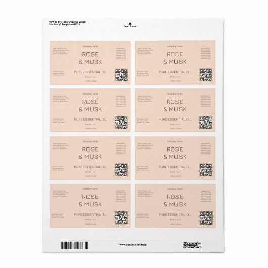 Kosmetische Öletiketten/Tropferflaschen mit Qrcode (Vorne)