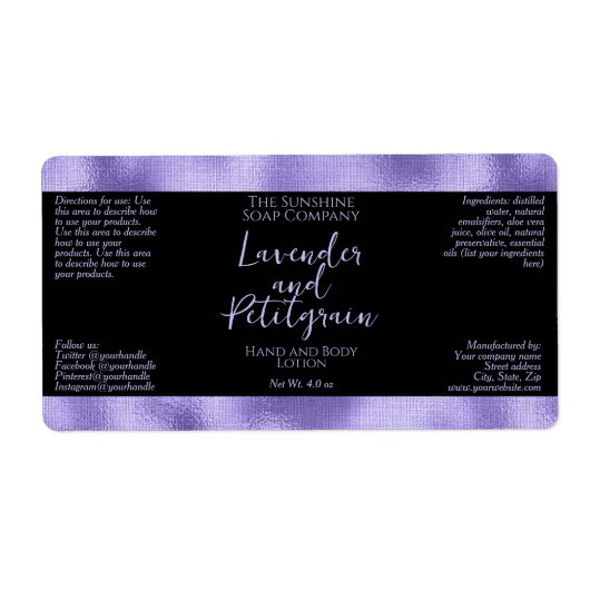 Kosmetische Seifenverpackungs-Etikett - Schwarz un (Vorne)