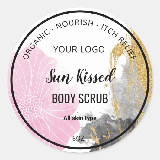 Kosmetisches Produkt Etikett mit farbigen Blume Runder Aufkleber (Vorderseite)